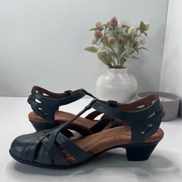 Cobb Hill Aubrey Leather T-Strap Heels Sandals Gray Women's 9B NWOB - Picture 7 of 11